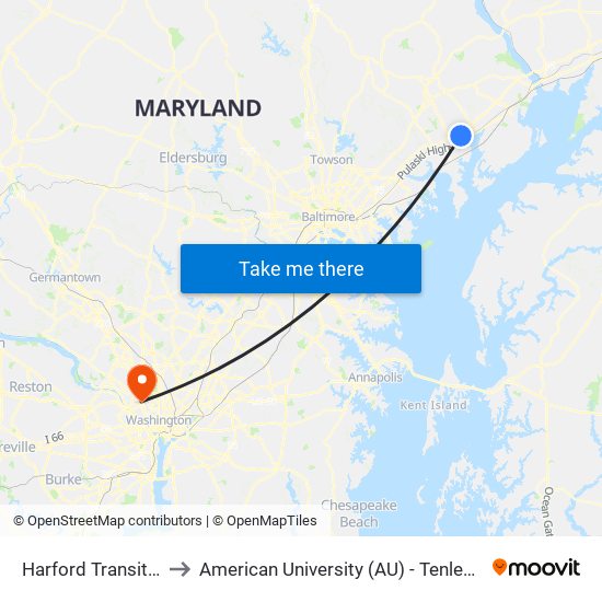 Harford Transit Gate to American University (AU) - Tenley Campus map