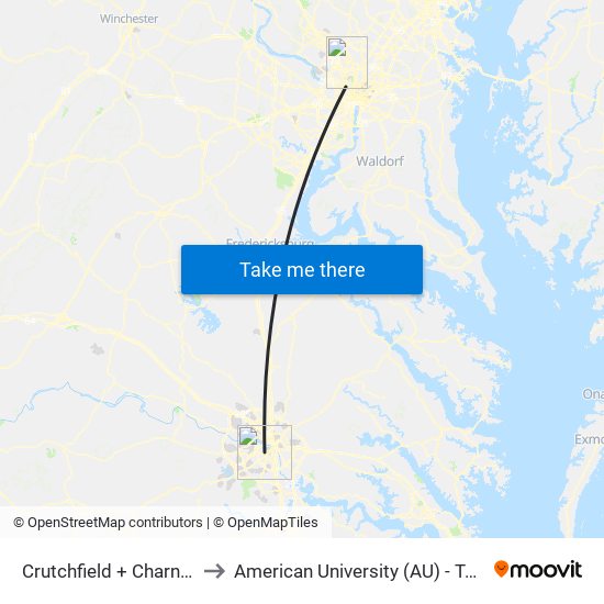 Crutchfield + Charnwood Apt to American University (AU) - Tenley Campus map