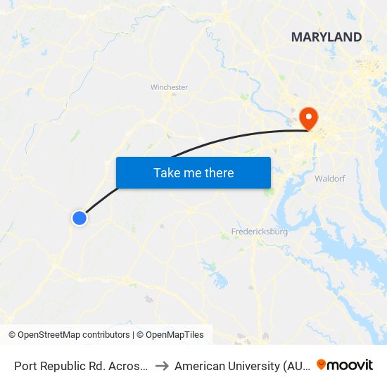 Port Republic Rd. Across From Nelson Dr. to American University (AU) - Tenley Campus map