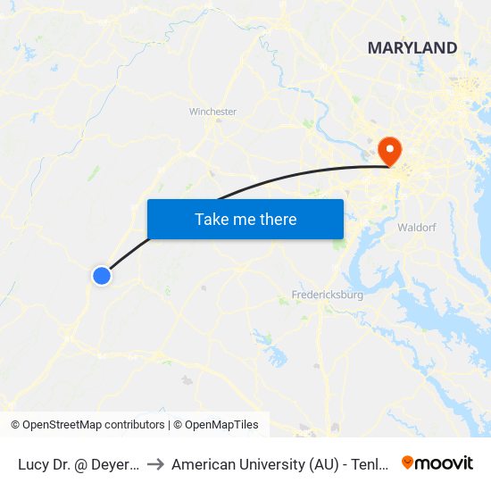 Lucy Dr. @ Deyerle Ave. to American University (AU) - Tenley Campus map