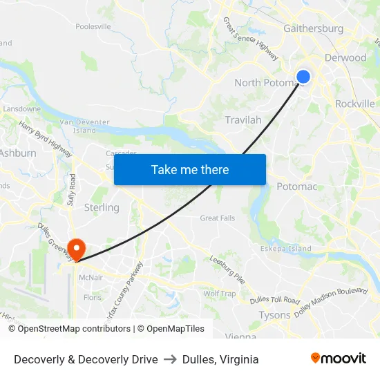 Decoverly & Decoverly Drive to Dulles, Virginia map