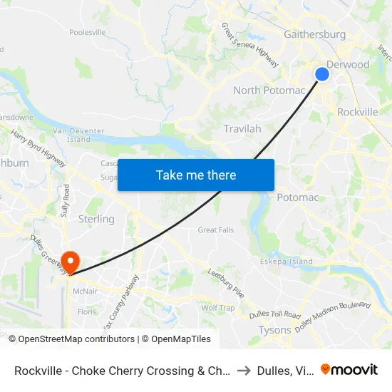 Rockville - Choke Cherry Crossing & Choke Cherry Road to Dulles, Virginia map