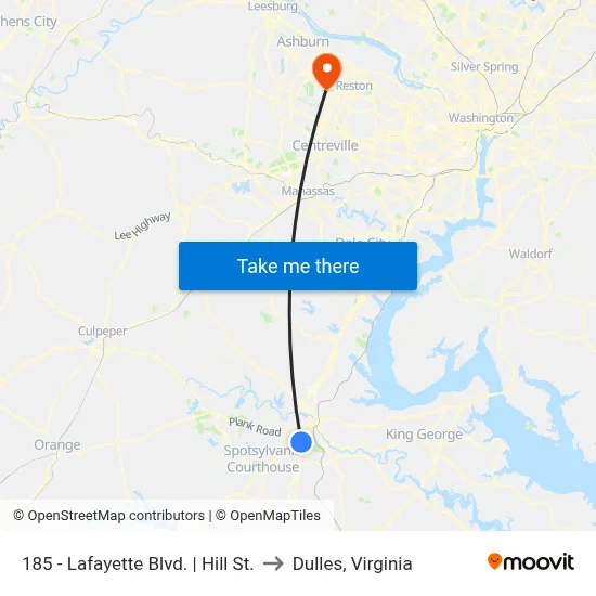 185 - Lafayette Blvd. | Hill St. to Dulles, Virginia map