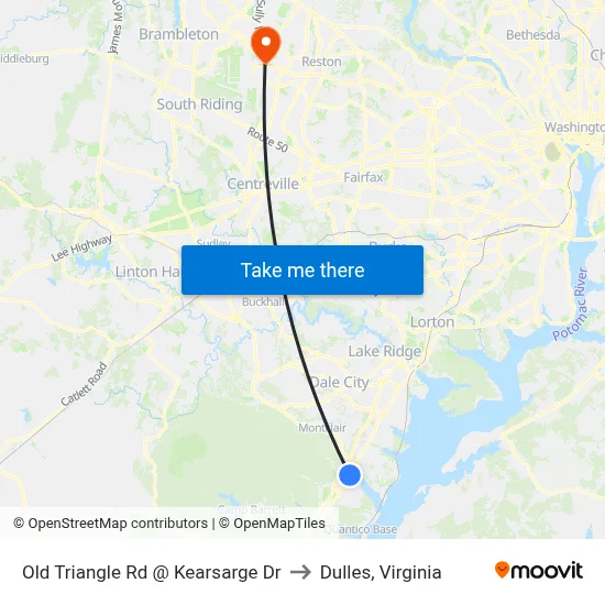 Old Triangle Rd @ Kearsarge Dr to Dulles, Virginia map