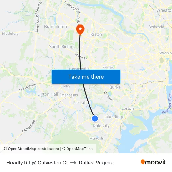 Hoadly Rd @ Galveston Ct to Dulles, Virginia map