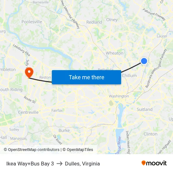 Ikea Way+Bus Bay 3 to Dulles, Virginia map