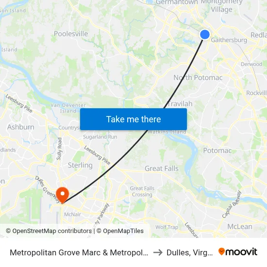 Metropolitan Grove Marc & Metropolitan Ct to Dulles, Virginia map