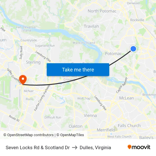 Seven Locks Rd & Scotland Dr to Dulles, Virginia map