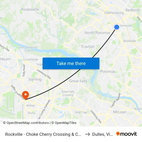 Rockville - Choke Cherry Crossing & Choke Cherry Rd to Dulles, Virginia map