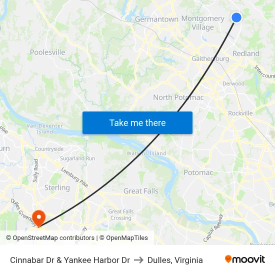 Cinnabar Dr & Yankee Harbor Dr to Dulles, Virginia map