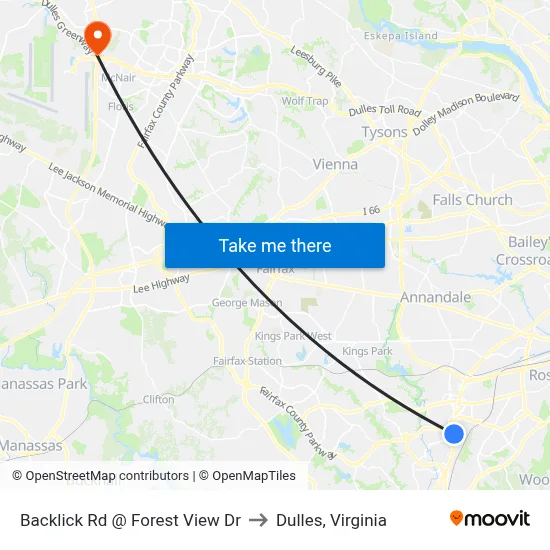 Backlick Rd @ Forest View Dr to Dulles, Virginia map