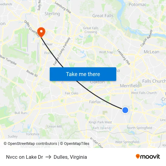Nvcc on Lake Dr to Dulles, Virginia map