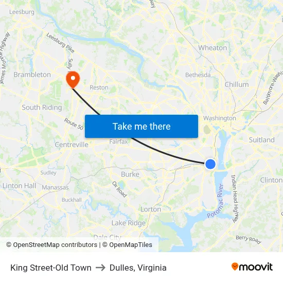 King Street-Old Town to Dulles, Virginia map