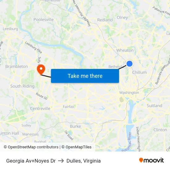 Georgia Av+Noyes Dr to Dulles, Virginia map