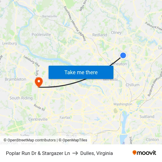 Poplar Run Dr & Stargazer Ln to Dulles, Virginia map