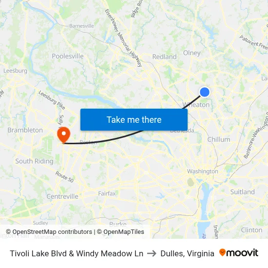 Tivoli Lake Blvd & Windy Meadow Ln to Dulles, Virginia map