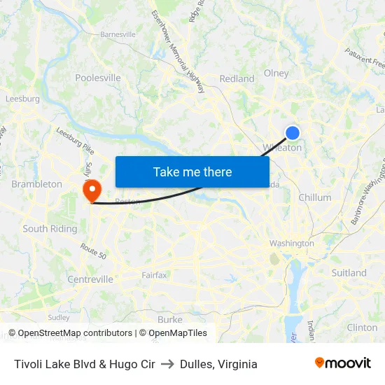 Tivoli Lake Blvd & Hugo Cir to Dulles, Virginia map