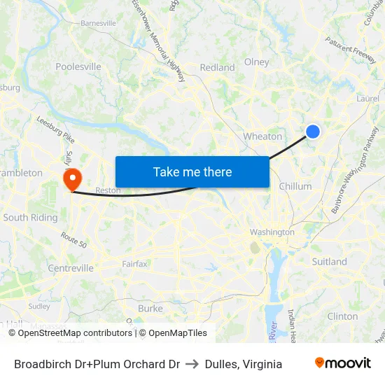 Broadbirch Dr+Plum Orchard Dr to Dulles, Virginia map
