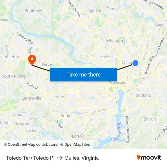 Toledo Ter+Toledo Pl to Dulles, Virginia map