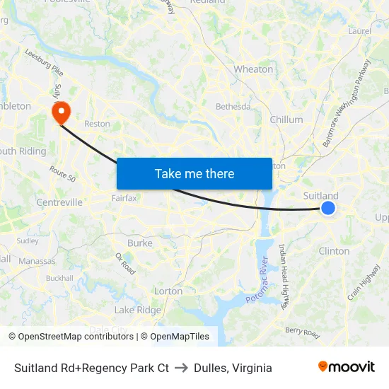 Suitland Rd+Regency Park Ct to Dulles, Virginia map