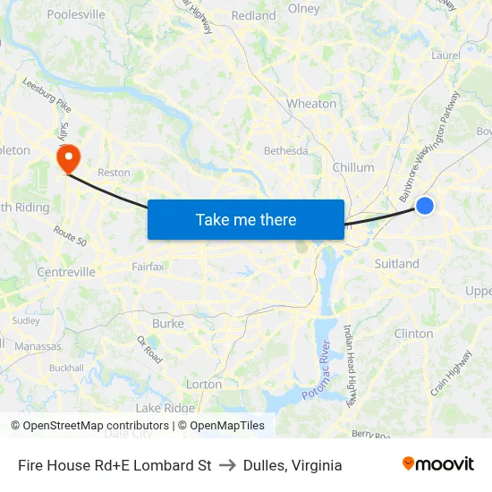 Fire House Rd+E Lombard St to Dulles, Virginia map