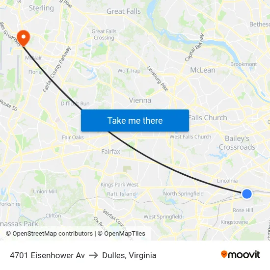 4701 Eisenhower Av to Dulles, Virginia map
