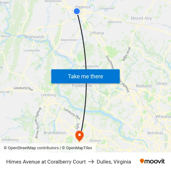 Himes Avenue at Coralberry Court to Dulles, Virginia map