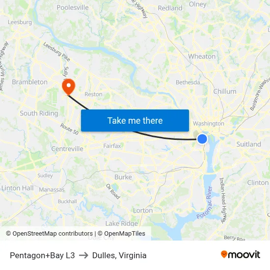 Pentagon+Bay L3 to Dulles, Virginia map