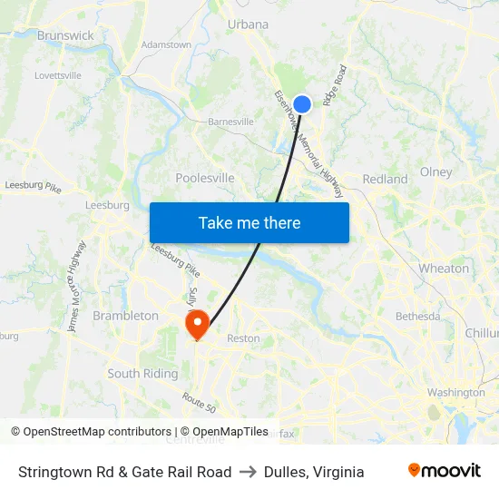 Stringtown Rd & Gate Rail Road to Dulles, Virginia map