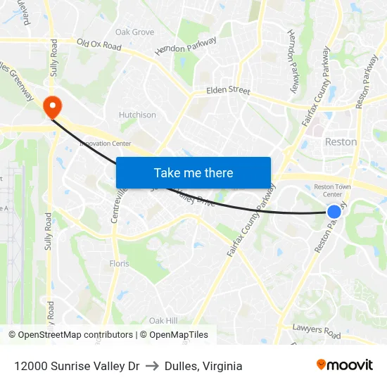 12000 Sunrise Valley Dr to Dulles, Virginia map