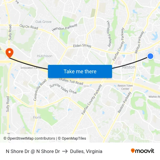 N Shore Dr @ N Shore Dr to Dulles, Virginia map