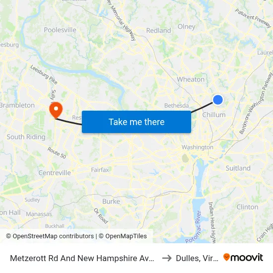 Metzerott Rd And New Hampshire Ave (Outbound) to Dulles, Virginia map