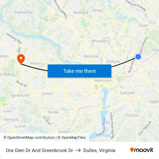Ora Glen Dr And Greenbrook Dr to Dulles, Virginia map