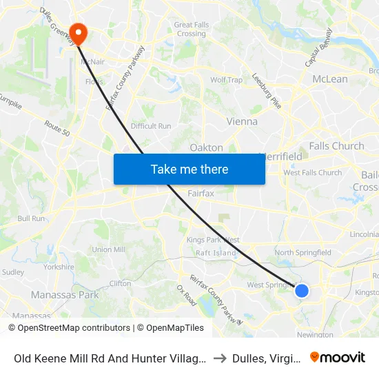 Old Keene Mill Rd And Hunter Village Dr to Dulles, Virginia map