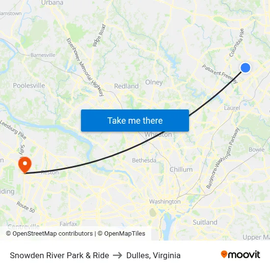 Snowden River Park & Ride to Dulles, Virginia map