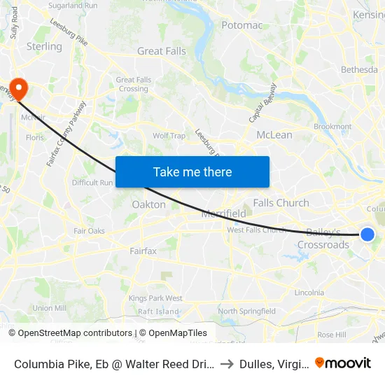 Columbia Pike, Eb @ Walter Reed Drive, FS to Dulles, Virginia map