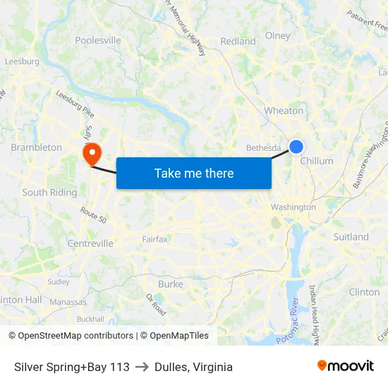 Silver Spring+Bay 113 to Dulles, Virginia map