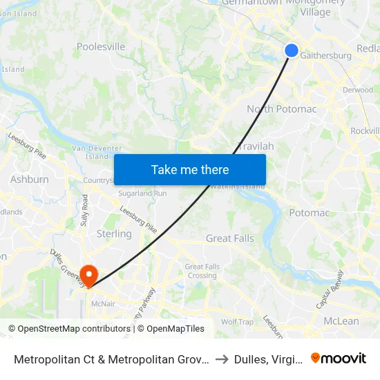 Metropolitan Ct & Metropolitan Grove Rd to Dulles, Virginia map