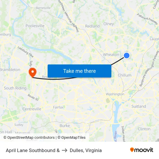 April Lane Southbound & to Dulles, Virginia map