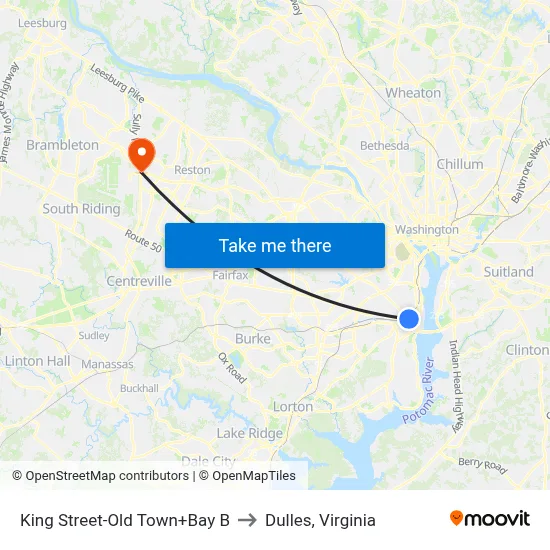 King Street-Old Town+Bay B to Dulles, Virginia map