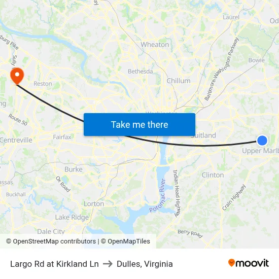 Largo Rd at Kirkland Ln to Dulles, Virginia map