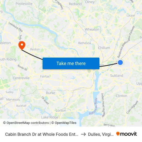 Cabin Branch Dr at Whole Foods Entrance to Dulles, Virginia map