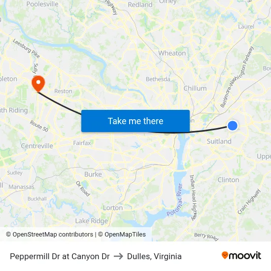 Peppermill Dr at Canyon Dr to Dulles, Virginia map
