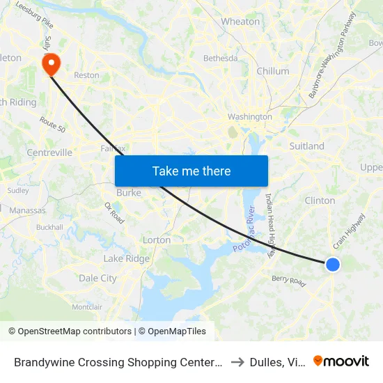 Brandywine Crossing Shopping Center at Safeway Ent to Dulles, Virginia map