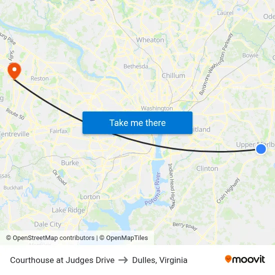 Courthouse at Judges Drive to Dulles, Virginia map