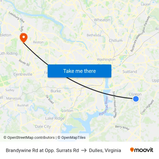 Brandywine Rd at Opp. Surrats Rd to Dulles, Virginia map
