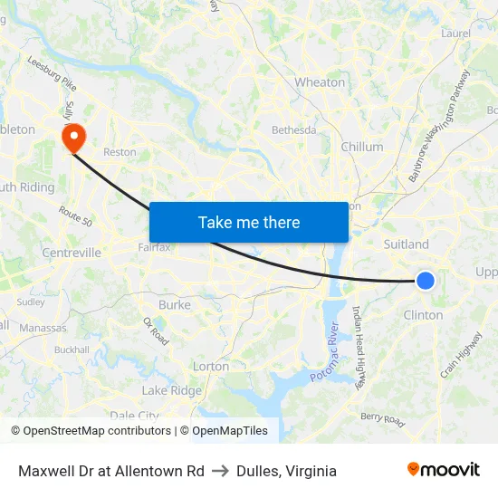 Maxwell Dr at Allentown Rd to Dulles, Virginia map