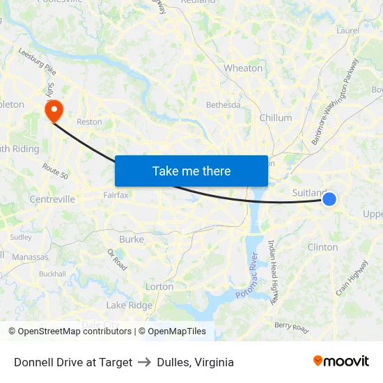 Donnell Drive at Target to Dulles, Virginia map