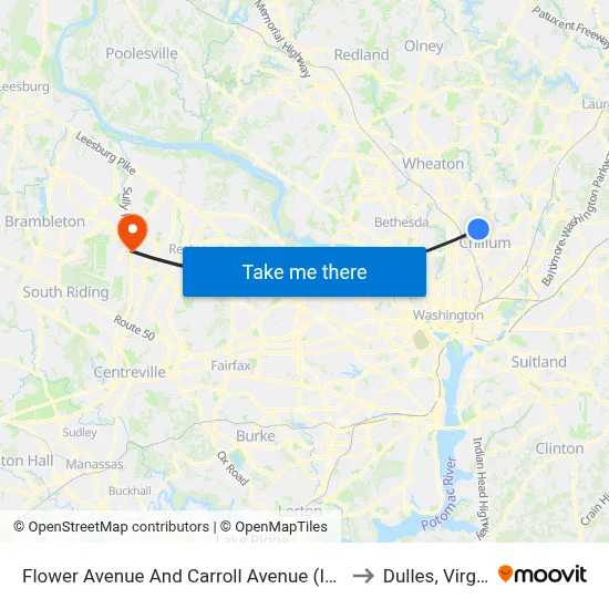 Flower Avenue And Carroll Avenue (Inbound) to Dulles, Virginia map