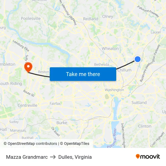 Mazza Grandmarc to Dulles, Virginia map